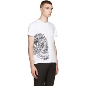 Alexander McQueen white skull floral mens t shirt